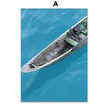 barque - Affiches et Impression d'Art Mer Tortue Paysage Bateau - Couleurs Lagon