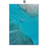 bateau vue du ciel - Affiches et Impression d'Art Mer Tortue Paysage Bateau - Couleurs Lagon