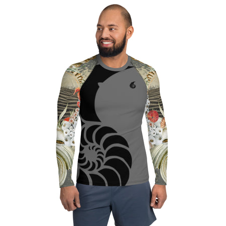 Lycra Rashguard Homme UV50+ GRIS SABLE ET COQUILLAGES Couleurs Lagon