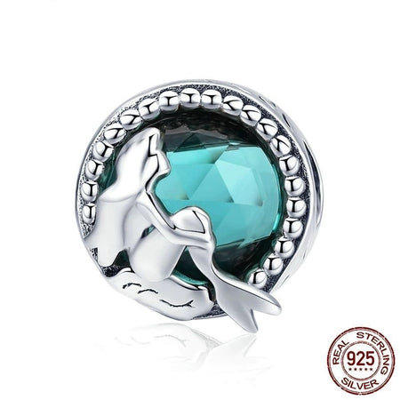gros plan - Amulettes Sirène Romantique en Argent Véritable 925 - Couleurs Lagon