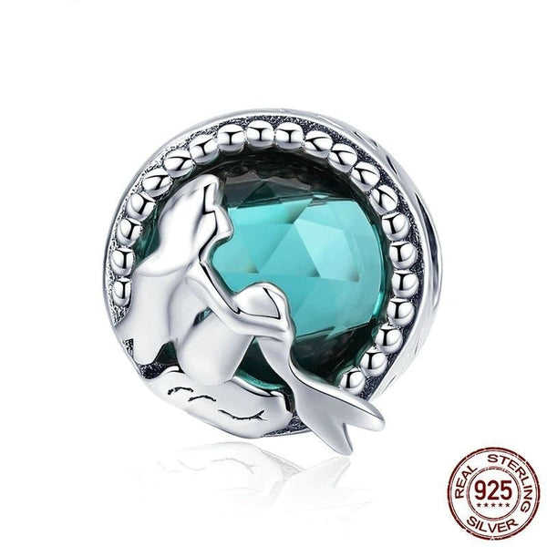 gros plan - Amulettes Sirène Romantique en Argent Véritable 925 - Couleurs Lagon