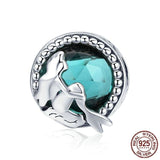gros plan - Amulettes Sirène Romantique en Argent Véritable 925 - Couleurs Lagon