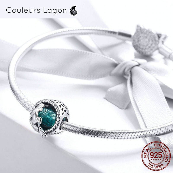 avec bracelet s925 - Amulettes Sirène Romantique en Argent Véritable 925 - Couleurs Lagon