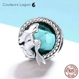 gros plan fond bleu - Amulettes Sirène Romantique en Argent Véritable 925 - Couleurs Lagon