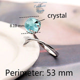 dimensions - Bague Ajustable Ag 925 Perle Cristal Bleu Sirène - Couleurs Lagon