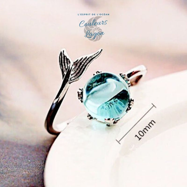 dim perle cristale - Bague Ajustable Ag 925 Perle Cristal Bleu Sirène - Couleurs Lagon