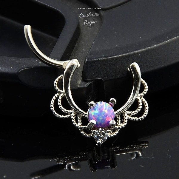Bague de Nez en Zircon Incrustée Opal et Tige Escamotable - Couleurs Lagon
