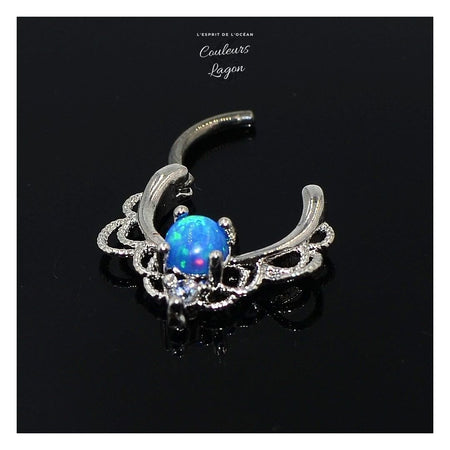Bague de Nez en Zircon Incrustée Opal et Tige Escamotable - Couleurs Lagon