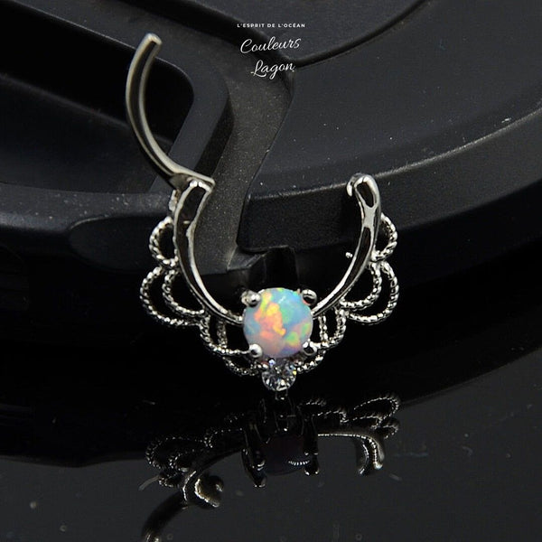 Bague de Nez en Zircon Incrustée Opal et Tige Escamotable - Couleurs Lagon