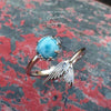 Bague Sirène Ajustable Ag 925 Perle en Larimar - Couleurs Lagon