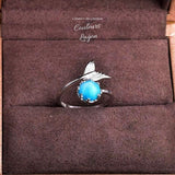 Bague Sirène Ajustable Ag 925 Perle en Larimar - Couleurs Lagon