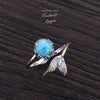 Bague Sirène Ajustable Ag 925 Perle en Larimar - Couleurs Lagon