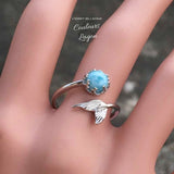 Bague Sirène Ajustable Ag 925 Perle en Larimar - Couleurs Lagon