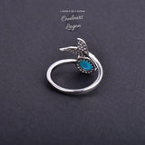 Bague Sirène Ajustable Ag 925 Perle en Larimar - Couleurs Lagon
