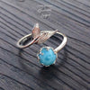 Bague Sirène Ajustable Ag 925 Perle en Larimar - Couleurs Lagon