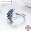 Bagues Ajustables Perle et Queue de Sirène Ag 925 - Couleurs Lagon