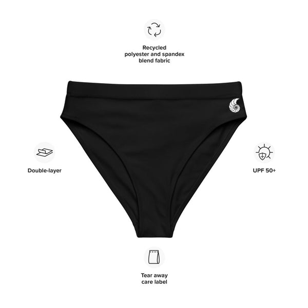 Bas de maillot de bain éco-responsable taille haute Couleurs Lagon BLACK - Couleurs Lagon