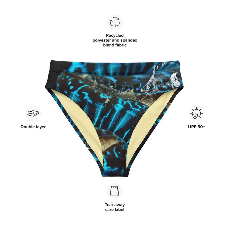 Bas de maillot de bain éco-responsable taille haute Couleurs Lagon BLEU BENITIER - Couleurs Lagon