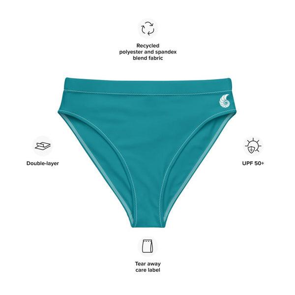 Bas de maillot de bain éco-responsable taille haute Couleurs Lagon BLUE - Couleurs Lagon