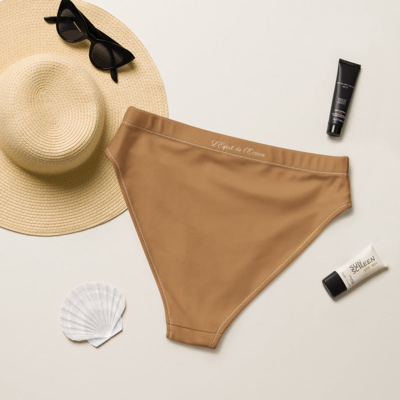 Bas de maillot de bain éco-responsable taille haute Couleurs Lagon CHOCOLAT - Couleurs Lagon