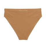 Bas bikini taille haute chocolat piscine — avant Couleurs Lagon