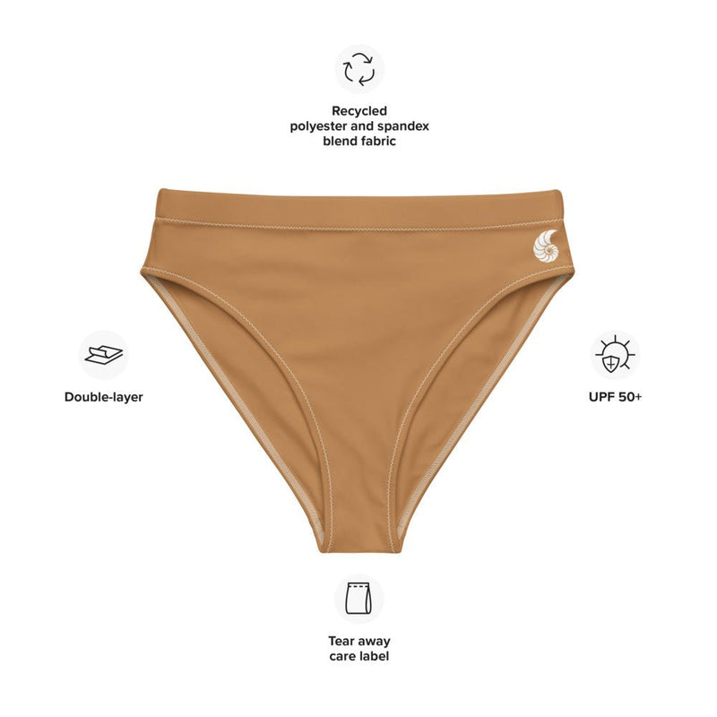 Bas de maillot de bain éco-responsable taille haute Couleurs Lagon CHOCOLAT - Couleurs Lagon