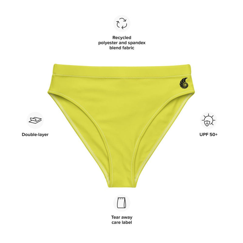 Bas de maillot de bain éco-responsable taille haute Couleurs Lagon CITRON - Couleurs Lagon