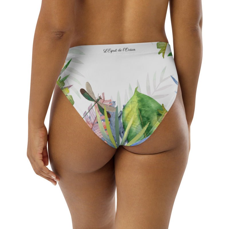 Bas de maillot de bain éco-responsable taille haute Couleurs Lagon FLORAL 1 - Couleurs Lagon