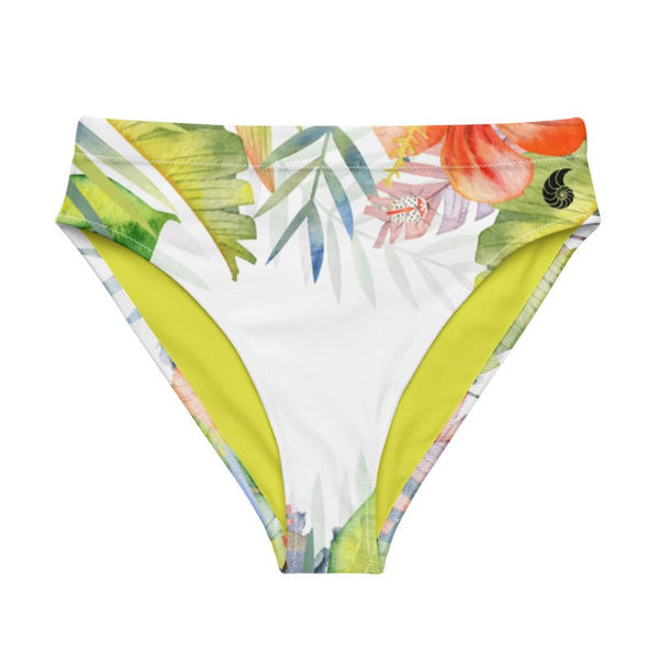 Bas de maillot de bain éco-responsable taille haute Couleurs Lagon FLORAL 1 - Couleurs Lagon