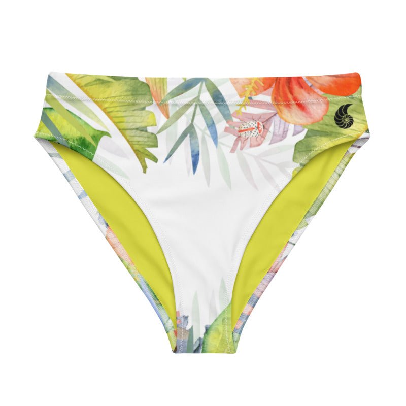 Bas de maillot de bain éco-responsable taille haute Couleurs Lagon FLORAL 1 - Couleurs Lagon