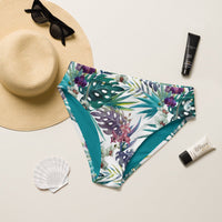 Bas de bikini taille haute floral 2 éco-responsable UPF50+ — avant Couleurs Lagon