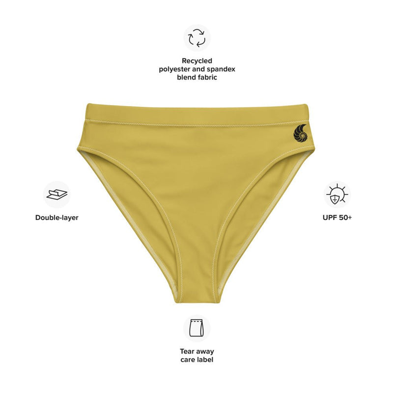 Bas de maillot de bain éco-responsable taille haute Couleurs Lagon GOLD - Couleurs Lagon