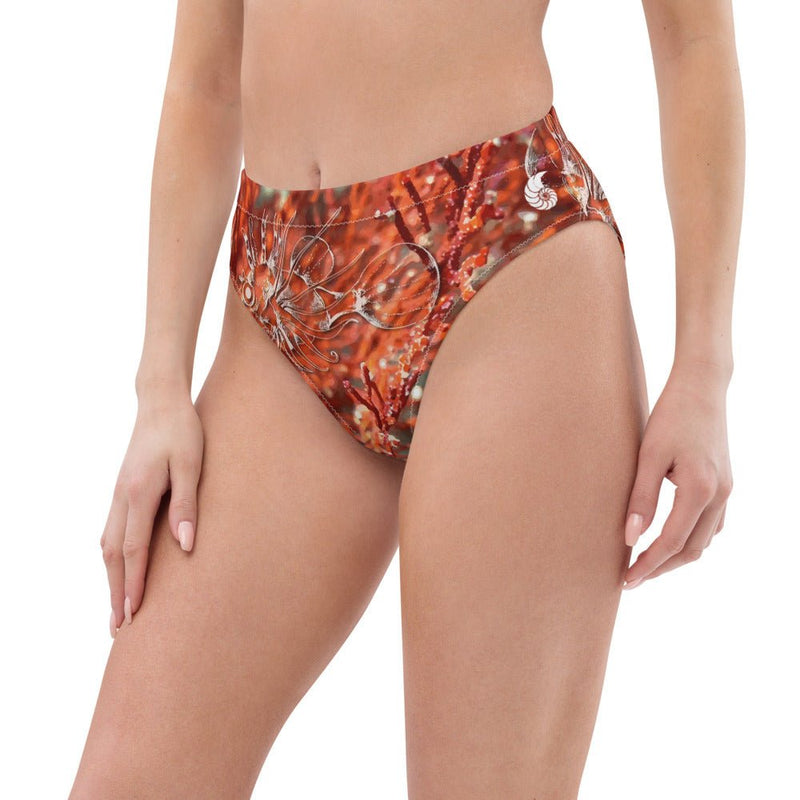 Bas de maillot de bain éco-responsable taille haute Couleurs Lagon GORGONES ROUGE - Couleurs Lagon