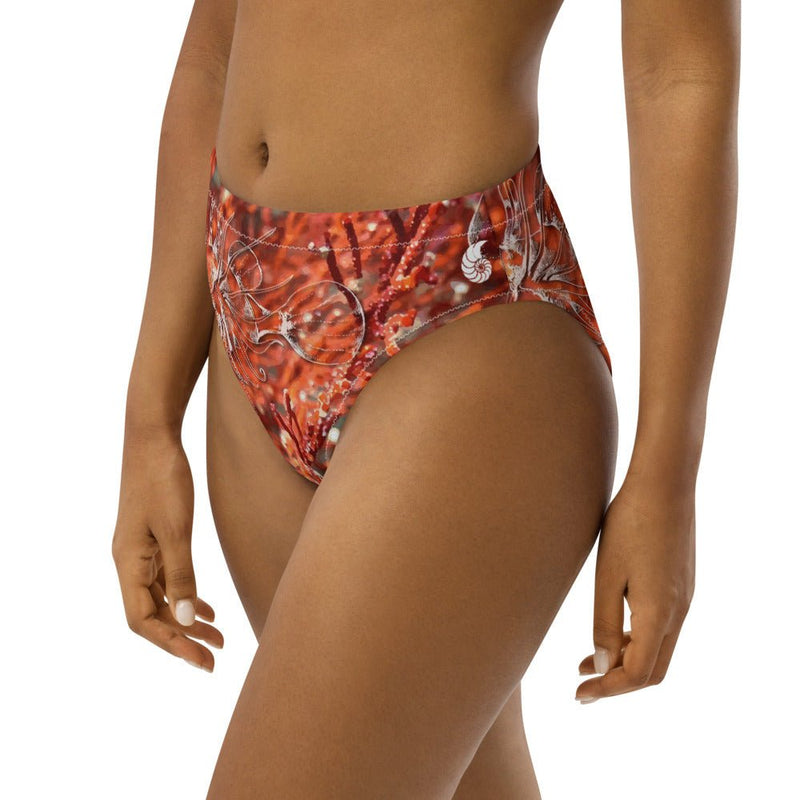Bas de maillot de bain éco-responsable taille haute Couleurs Lagon GORGONES ROUGE - Couleurs Lagon