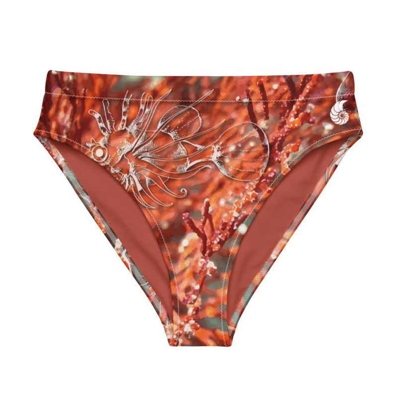 Bas de maillot de bain éco-responsable taille haute Couleurs Lagon GORGONES ROUGE - Couleurs Lagon