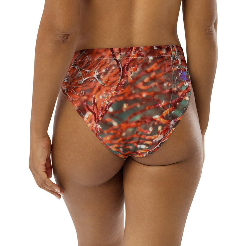 Bas de maillot de bain éco-responsable taille haute Couleurs Lagon GORGONES ROUGE - Couleurs Lagon