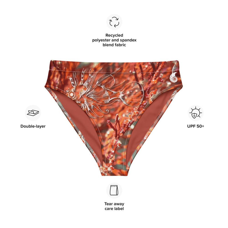 Bas de maillot de bain éco-responsable taille haute Couleurs Lagon GORGONES ROUGE - Couleurs Lagon