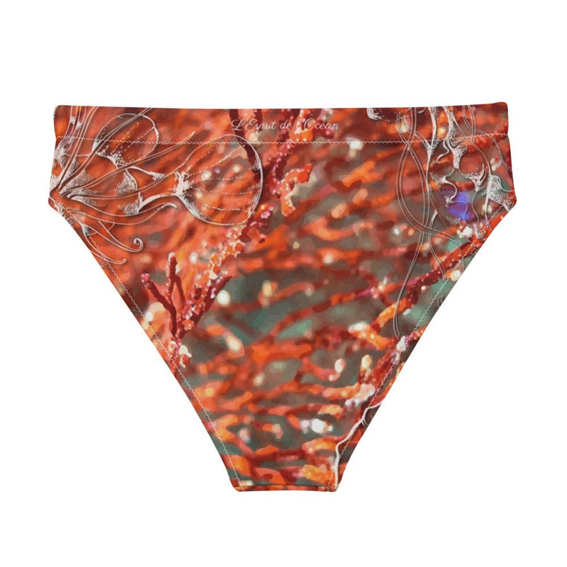 Bas de maillot de bain éco-responsable taille haute Couleurs Lagon GORGONES ROUGE - Couleurs Lagon