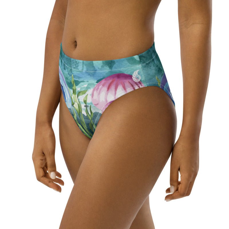 Bas de maillot de bain éco-responsable taille haute Couleurs Lagon MARINE 1 MEDUSE - Couleurs Lagon