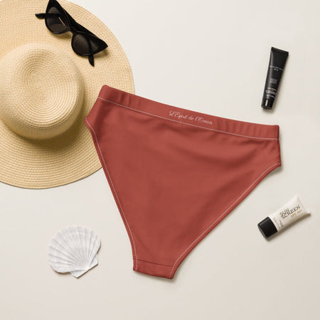 Bas de maillot de bain éco-responsable taille haute Couleurs Lagon ROUGE - Couleurs Lagon