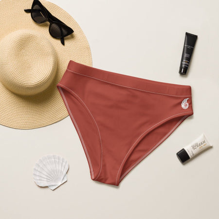 Bas de maillot de bain éco-responsable taille haute Couleurs Lagon ROUGE - Couleurs Lagon