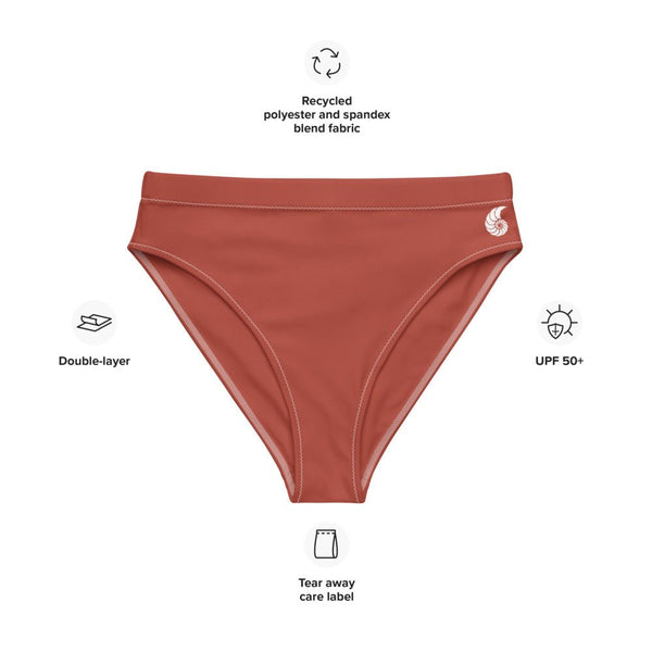 Bas de maillot de bain éco-responsable taille haute Couleurs Lagon ROUGE - Couleurs Lagon