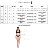 tailles - Bikini Push Up Bleu AZUR Fleuri - Couleurs Lagon