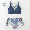 Bikini Push Up Bleu AZUR Fleuri - Couleurs Lagon