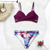 Bikini Push Up Floral Croisé Magenta - Couleurs Lagon