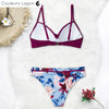 Bikini Push Up Floral Croisé Magenta - Couleurs Lagon