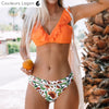 Bikini Push Up Floral Orange à Volants - Couleurs Lagon