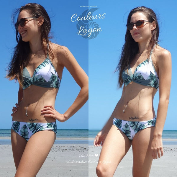 Bikini Push-Up Floral Star - Couleurs Lagon - vert double gauche