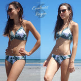 Bikini Push-Up Floral Star - Couleurs Lagon - vert double gauche