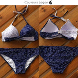 Bikini Push-Up Floral Star - Couleurs Lagon - bleu et blanc avant et dos
